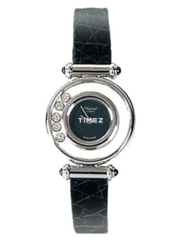 Chopard,Happy Diamonds 22mm,22mm,White Gold,Black,Quartz,Round,Silver,204780,204780-1005