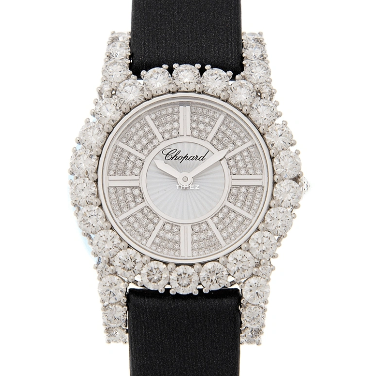 Chopard,Happy Diamonds 30mm,30mm,White Gold,Silver,Automatic,Sapphire,Crystal Glass,Round,139377,139377-1001