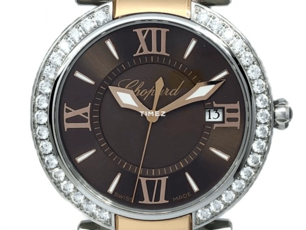 Chopard,IMPERIALE 36mm,36mm,Stainless Steel,Rose Gold,Coffee,Brown,Quartz,Day,Sapphire,388532,388532-6013