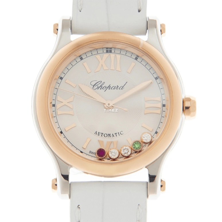 Chopard,Happy Sport 30mm,30mm,Stainless Steel,Rose Gold,Silver,Automatic,Sapphire,Round,278573,278573-6028