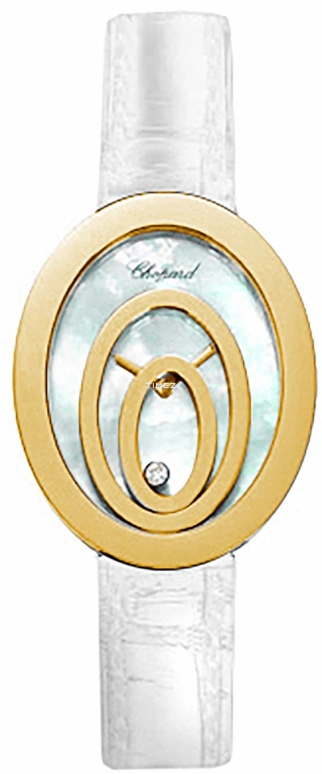 Chopard,Happy Diamonds ,Yellow Gold,Silver,Grey,Quartz,Sapphire,Crystal Glass,Oval,207193,207193-0001