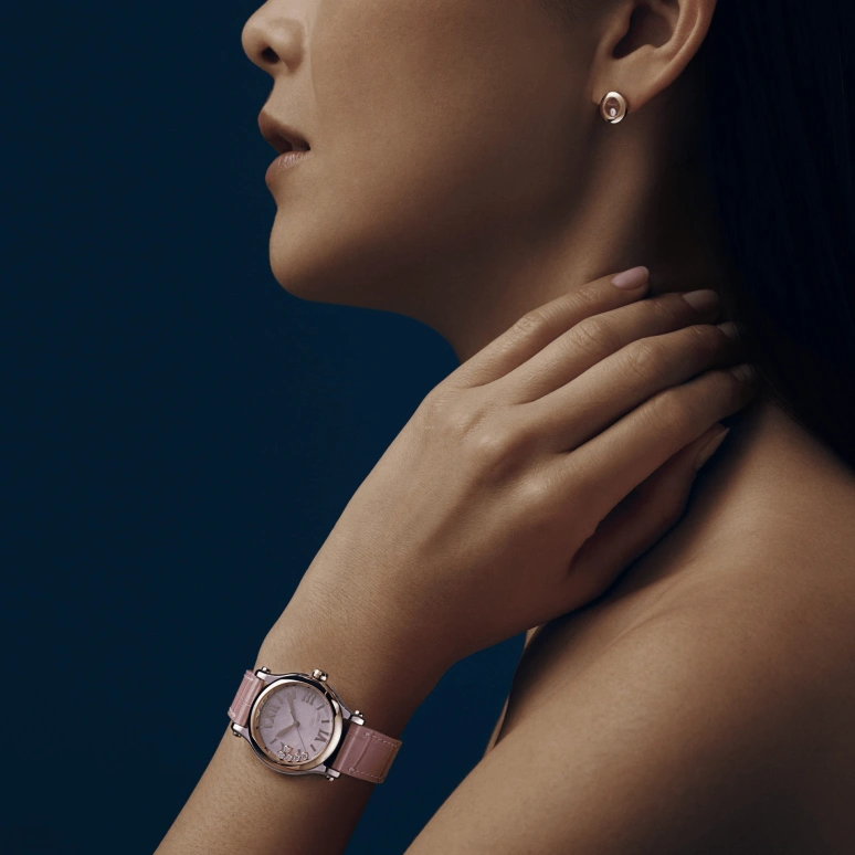 Chopard,Happy Sport 30mm,30mm,Stainless Steel,White,Pink Red,Red,Automatic,42hours,In-house Caliber,278573,278573-6011