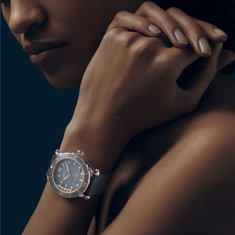 Chopard,Happy Diamonds 40mm,40mm,Stainless Steel,Rose Gold,Blue,Automatic,60hours,In-house Caliber,278587,278587-6001