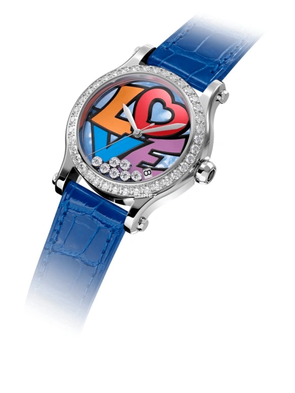 Chopard,Happy Diamonds 36mm,36mm,Stainless Steel,Blue,Multi-Color,Automatic,Day,Sapphire,Crystal Glass,278559,278559-3021