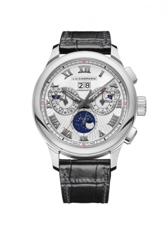 Chopard,L.U.C 45mm,45mm,White Gold,Silver,Handwound,Chronograph,Moonphase,Perpetual Calendar,Leap Year,60hours,In-house Caliber,161973,161973-1002