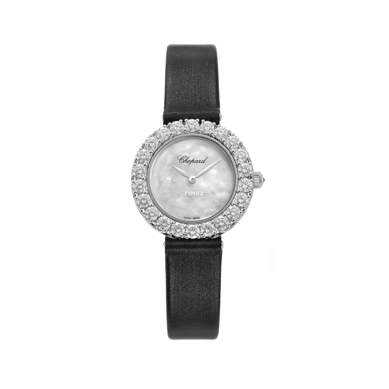 Chopard,L'HEURE DU DIAMANT 26mm,26mm,White Gold,Silver White,Handwound,Sapphire,Crystal Glass,Round,13A178,13A178-1101