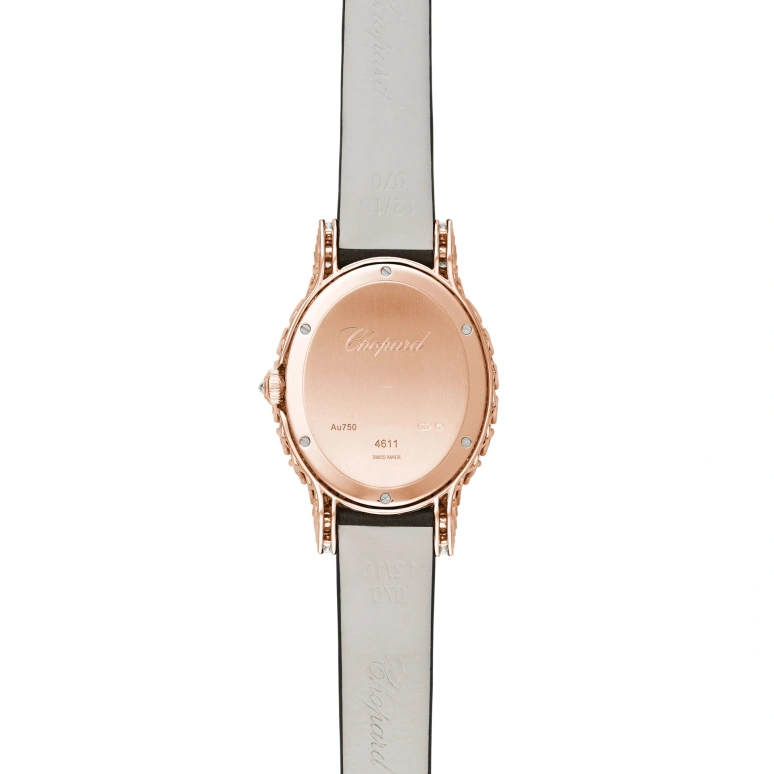 Chopard,L'HEURE DU DIAMANT 34.20x29.40mm,34.20x29.40mm,Rose Gold,White,Handwound,Sapphire,Crystal Glass,Oval,139384,139384-5104