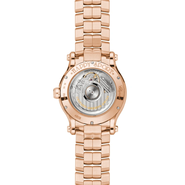 Chopard,Happy Sport 36mm,36mm,Rose Gold,White,Sapphire,Crystal Glass,274808,274808-5007