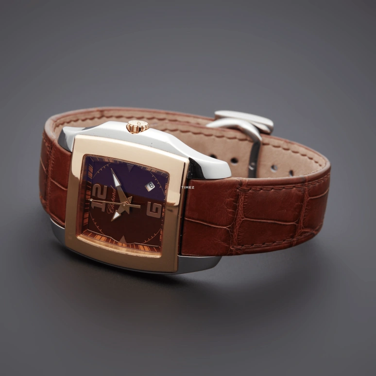 Chopard,Two O Ten 34.80x28.90mm,34.80x28.90mm,Stainless Steel,Rose Gold,Black,Quartz,Day,Sapphire,128473,128473-9001
