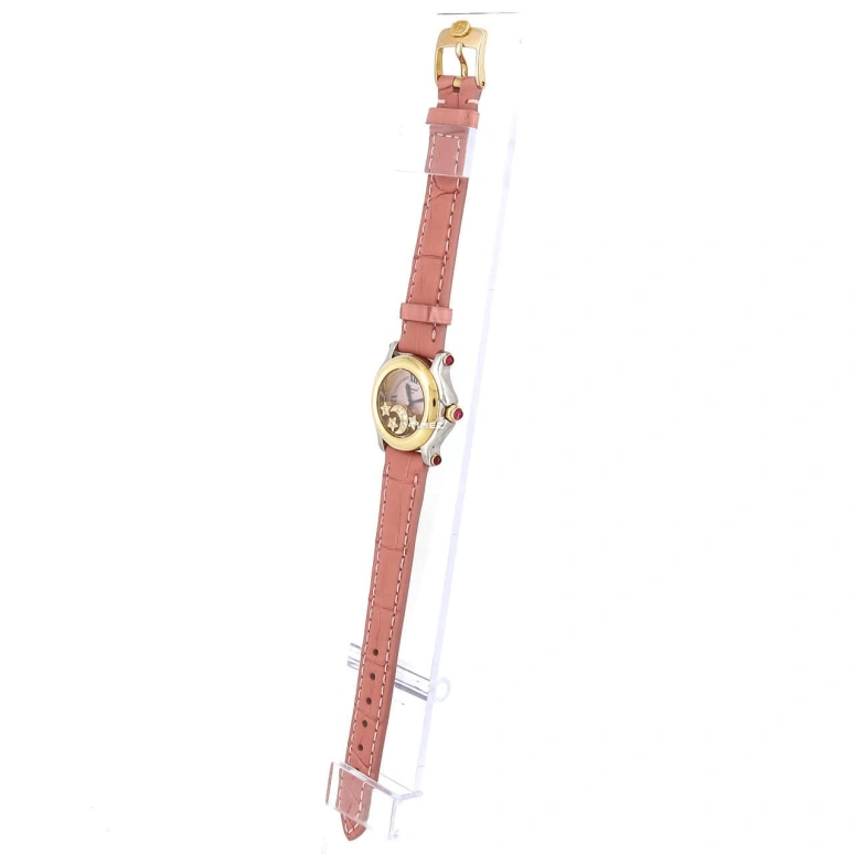 Chopard,Happy Sport 26mm,26mm,Stainless Steel,Yellow Gold,Pink,Quartz,Sapphire,Round,27,27/8246-21