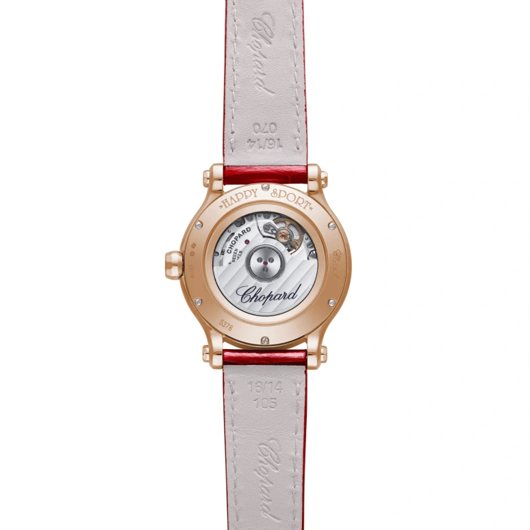 Chopard,Happy Sport 33mm,33mm,Rose Gold,White,Red,Automatic,42hours,In-house Caliber,275378,275378-5005
