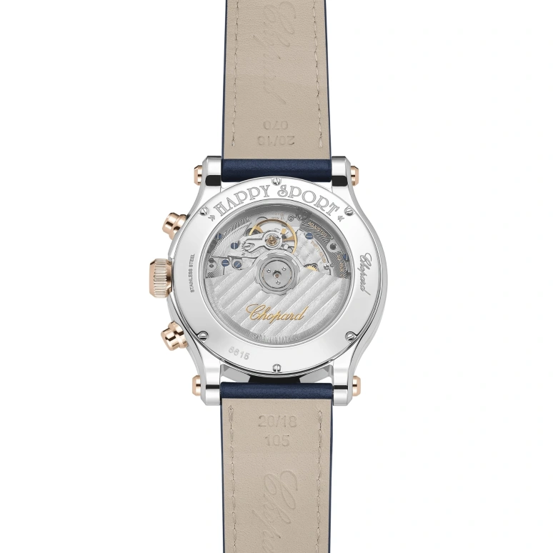 Chopard,Happy Sport 40mm,40mm,Stainless Steel,Ocean Blue,Blue,Silver White,Sapphire,Crystal Glass,Seconds,278615,278615-6001