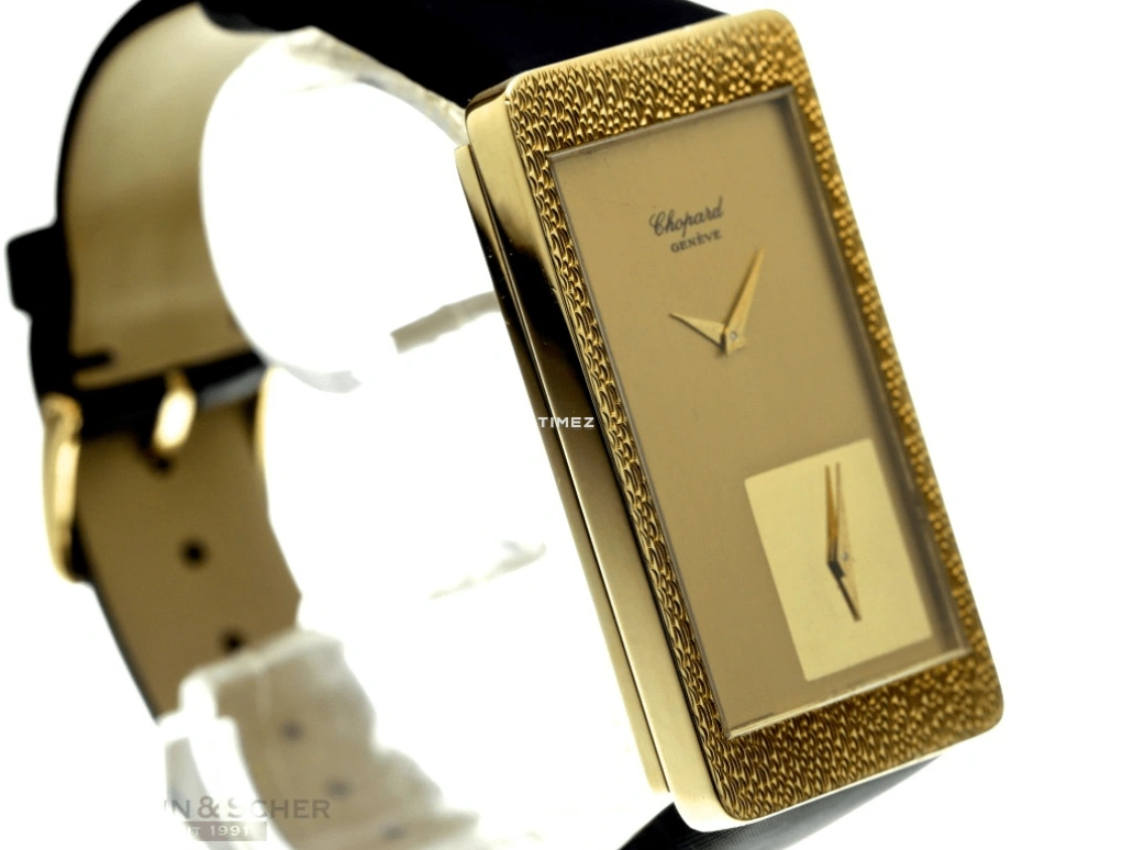 Chopard,Happy Sport 46x24mm,46x24mm,Yellow Gold,Champagne,Handwound,Dule Time,Hardlex,5093,5093/1