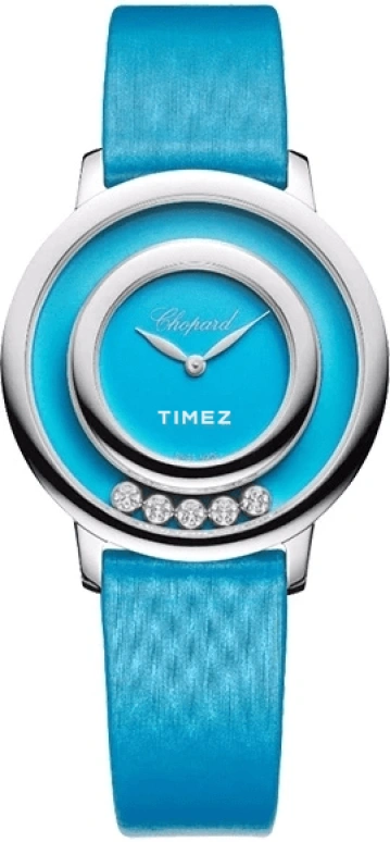 Chopard,Happy Diamonds 32mm,32mm,White Gold,Turquoise,Blue,Quartz,Sapphire,Crystal Glass,Round,209429,209429-1104