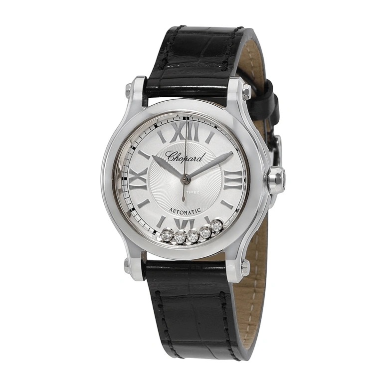 Chopard,Happy Diamonds 30mm,30mm,Stainless Steel,Silver White,Automatic,42hours,Sapphire,Crystal Glass,278573,278573-3001