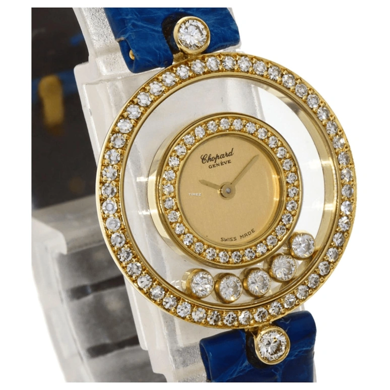 Chopard,Happy Diamonds 24mm,24mm,Yellow Gold,Champagne,Quartz,Sapphire,Round,20,20/3957 Gold