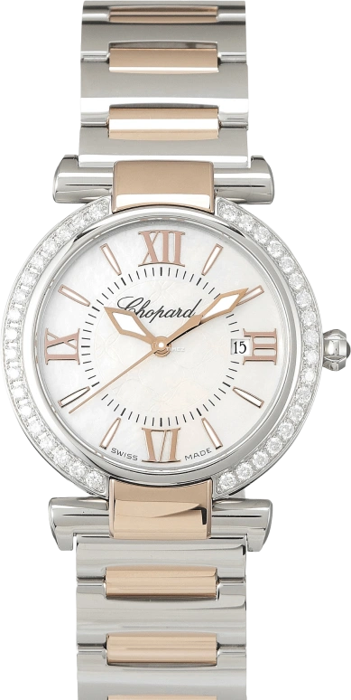 Chopard,IMPERIALE 28mm,28mm,Stainless Steel,Rose Gold,Silver White,Quartz,Day,Sapphire,Crystal Glass,388541,388541-6004