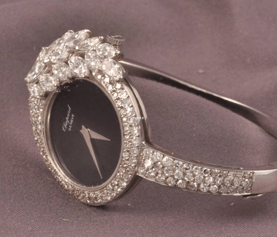 Chopard,Happy Sport 31mm,31mm,White Gold,Black,Handwound,Sapphire,Round,4009,4009/1