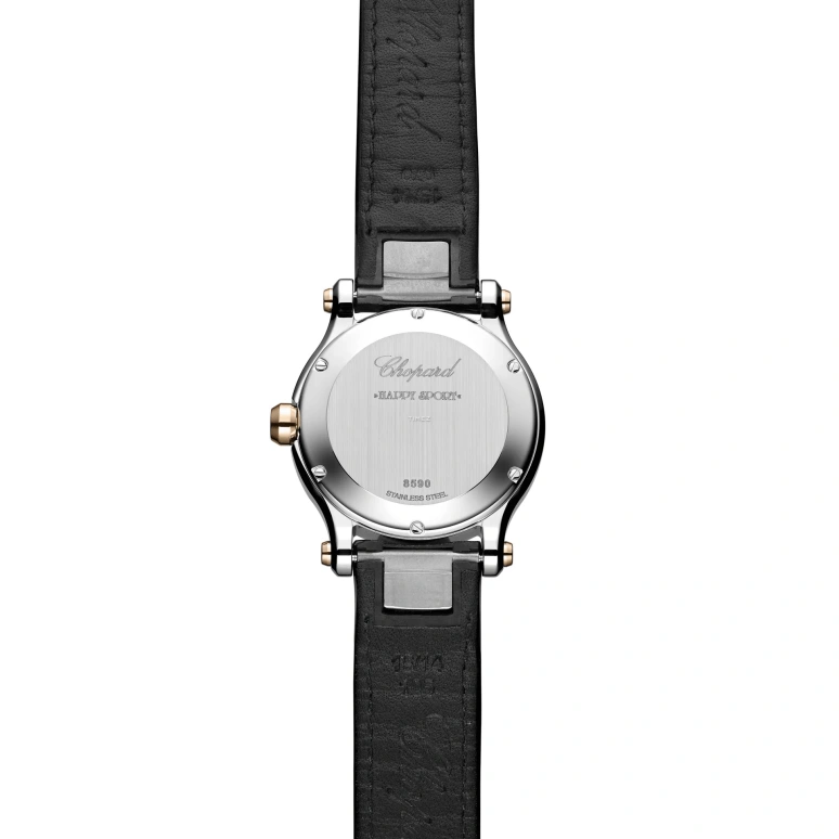 Chopard,Happy Sport 30mm,30mm,Stainless Steel,Steel Black,Quartz,Round,Silver,278590,278590-6015