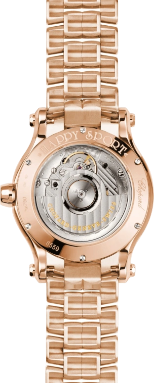 Chopard,Happy Sport 36mm,36mm,Rose Gold,Silver,Automatic,Day,Sapphire,Crystal Glass,274808,274808-5002