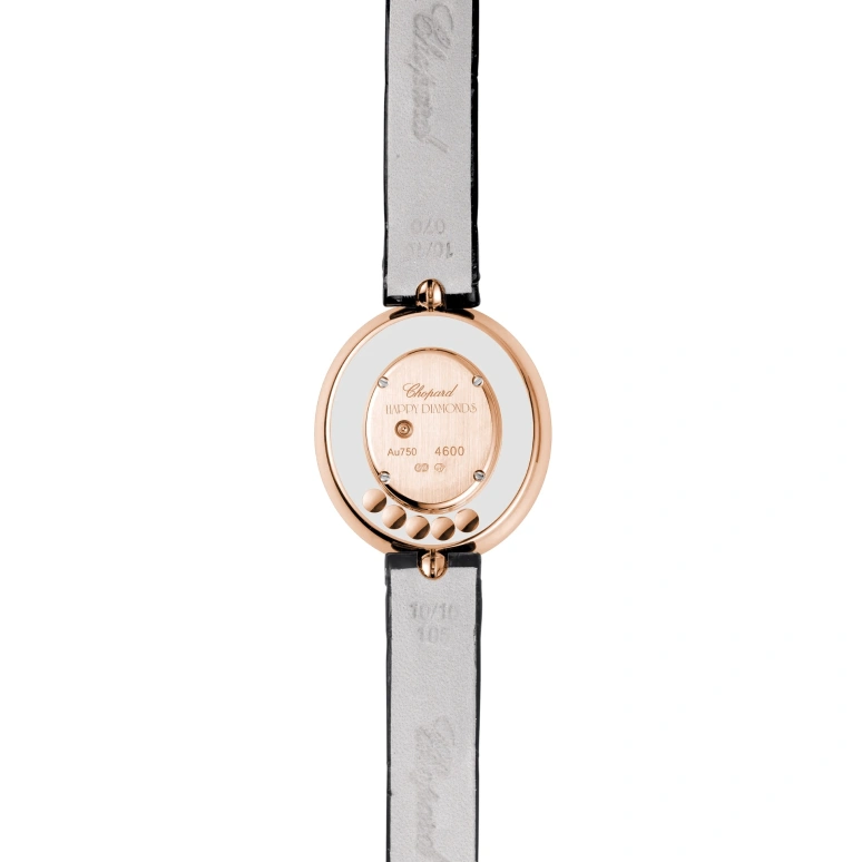 Chopard,Happy Diamonds 28.80x25.80mm,28.80x25.80mm,Rose Gold,White,Quartz,Sapphire,Crystal Glass,Oval,204305,204305-5301