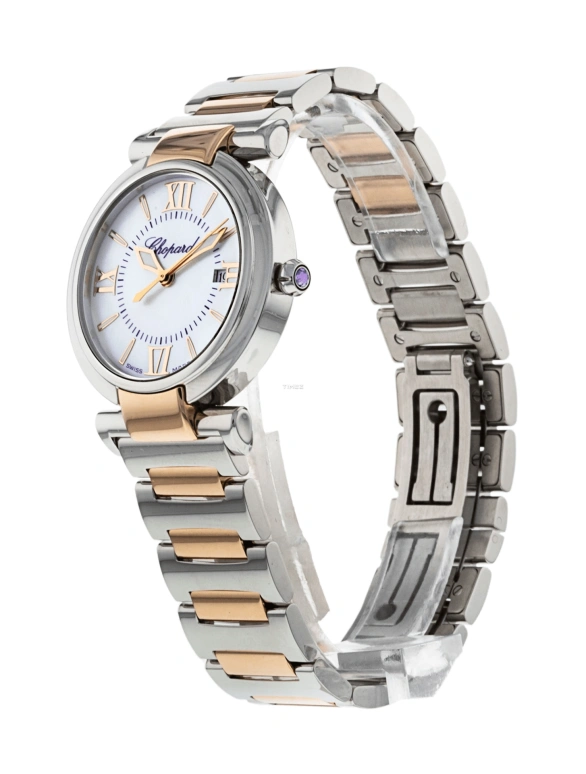 Chopard,IMPERIALE 28mm,28mm,Stainless Steel,Rose Gold,White,Quartz,Day,Sapphire,Crystal Glass,388541,388541-6002