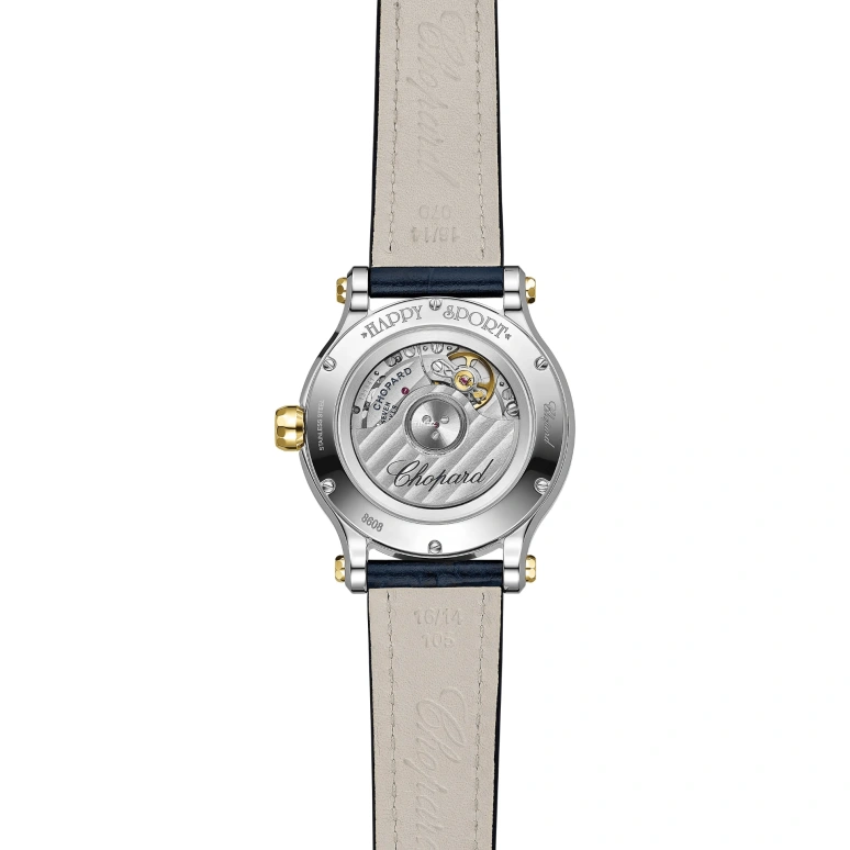 Chopard,Happy Sport 33mm,33mm,Stainless Steel,Yellow Gold,White,Automatic,42hours,In-house Caliber,278608,278608-4001