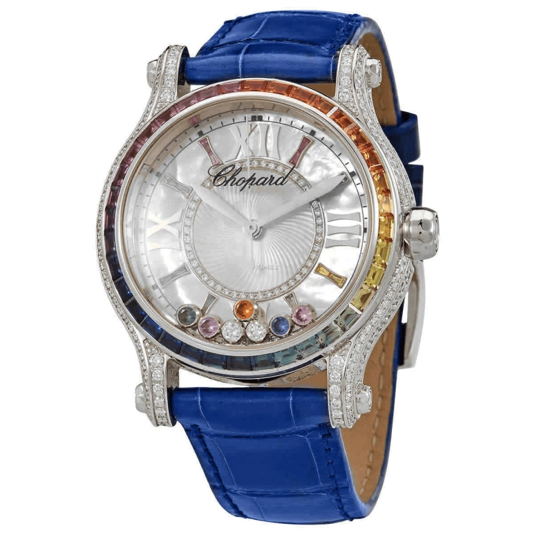 Chopard,Happy Diamonds 36mm,36mm,White Gold,White,Automatic,Sapphire,Crystal Glass,Round,274891,274891-1007