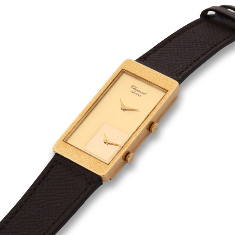 Chopard,Happy Sport 46x24mm,46x24mm,Yellow Gold,Champagne,Handwound,Dule Time,Hardlex,5093,5093/1
