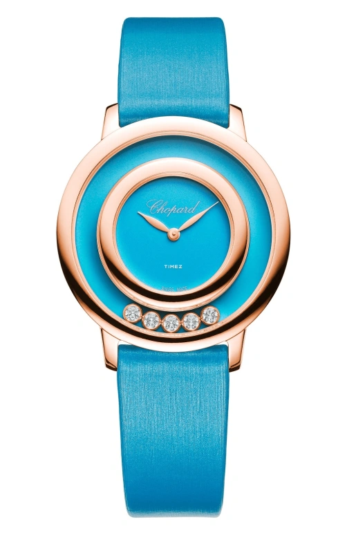 Chopard,Happy Diamonds 32mm,32mm,Rose Gold,Blue,Quartz,Sapphire,Crystal Glass,Round,209429,209429-5104