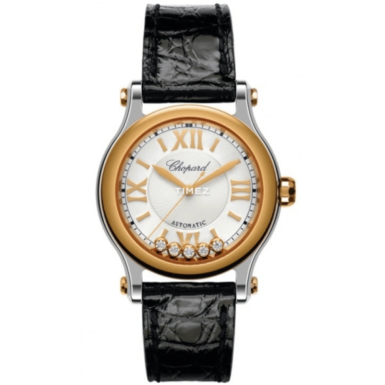 Chopard,Happy Diamonds 30mm,30mm,Stainless Steel,Rose Gold,Silver White,Automatic,Sapphire,Crystal Glass,Round,278573,278573-6001
