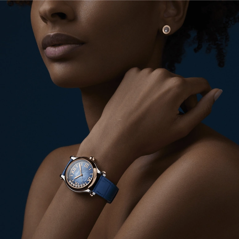 Chopard,Happy Sport 36mm,36mm,Stainless Steel,Gradient,Blue,Sapphire,Crystal Glass,Seconds,278578,278578-6003