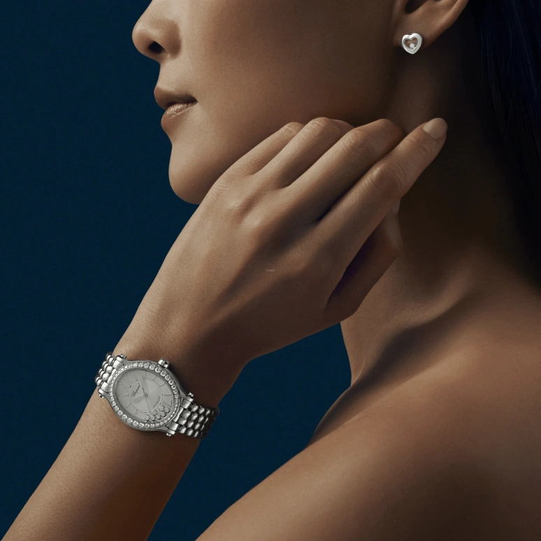 Chopard,Happy Sport 31.31x29mm,31.31x29mm,Stainless Steel,Blue,Silver,Automatic,42hours,In-house Caliber,278602,278602-3004