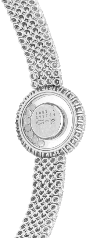 Chopard,Happy Diamonds 27.50mm,27.50mm,White Gold,Silver,Transparent,Quartz,Sapphire,Round,4118,4118-1