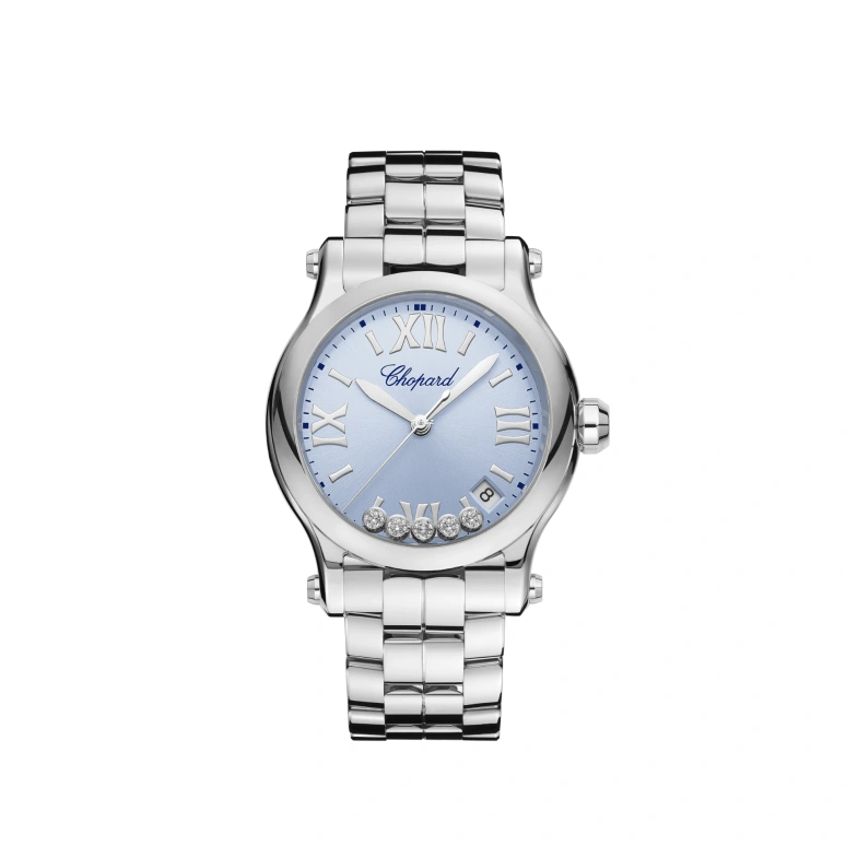 Chopard,Happy Sport 36mm,36mm,Stainless Steel,Blue,Day,Sapphire,Round,278582,278582-3008