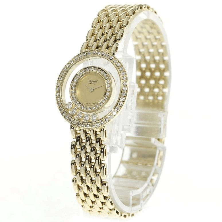 Chopard,Happy Diamonds 23mm,23mm,Yellow Gold,Champagne,Quartz,Sapphire,Round,20,20/5691