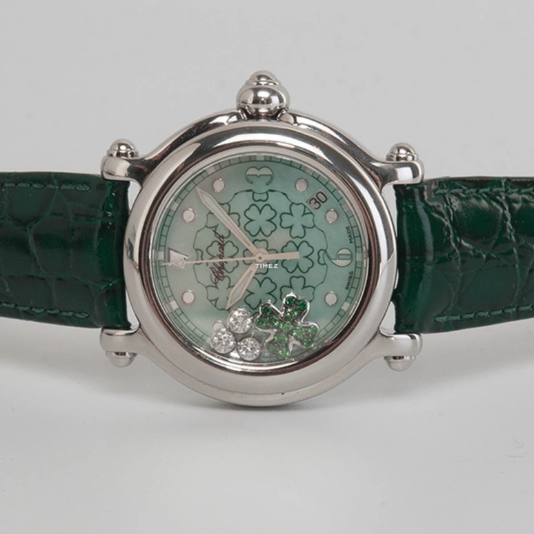 Chopard,Happy Sport 39mm,39mm,Stainless Steel,Green,Quartz,Day,Sapphire,Crystal Glass,28,28/8426-3001