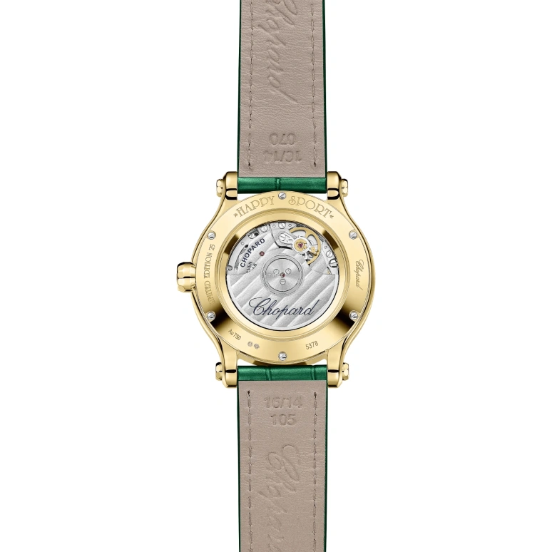 Chopard,Happy Sport 33mm,33mm,Yellow Gold,Green,Automatic,42hours,In-house Caliber,275378,275378-0001