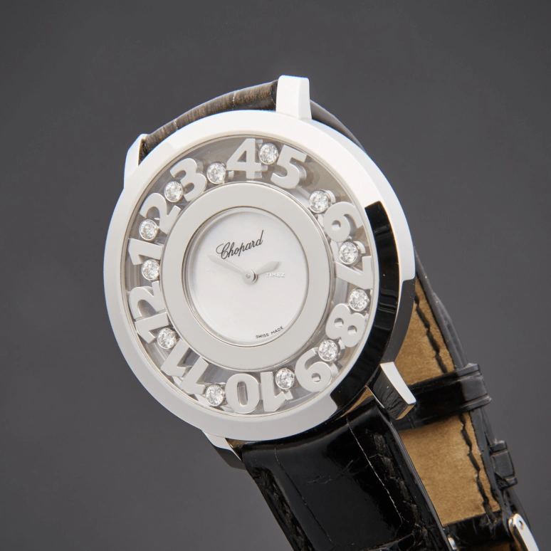 Chopard,Happy Diamonds 36mm,36mm,White Gold,White,Quartz,Sapphire,Round,207233,207233-1001