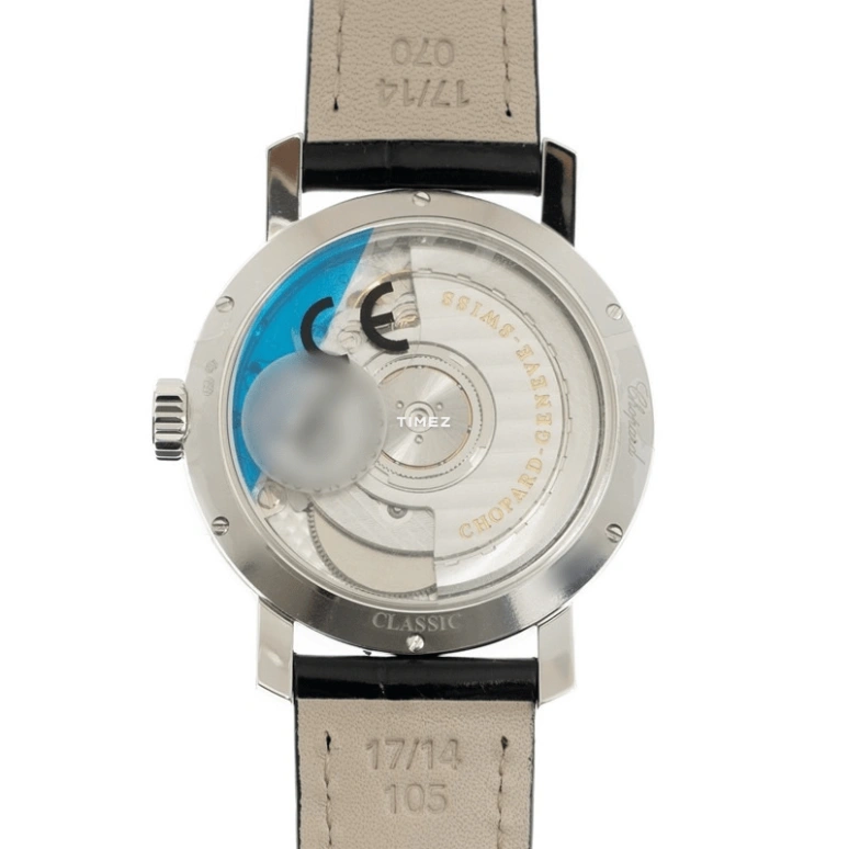Chopard,Classic 33.50mm,33.50mm,White Gold,Blue,Automatic,Day,Sapphire,Crystal Glass,134200,134200-1004