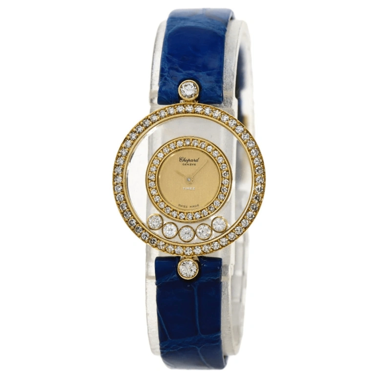 Chopard,Happy Diamonds 24mm,24mm,Yellow Gold,Champagne,Quartz,Sapphire,Round,20,20/3957 Gold