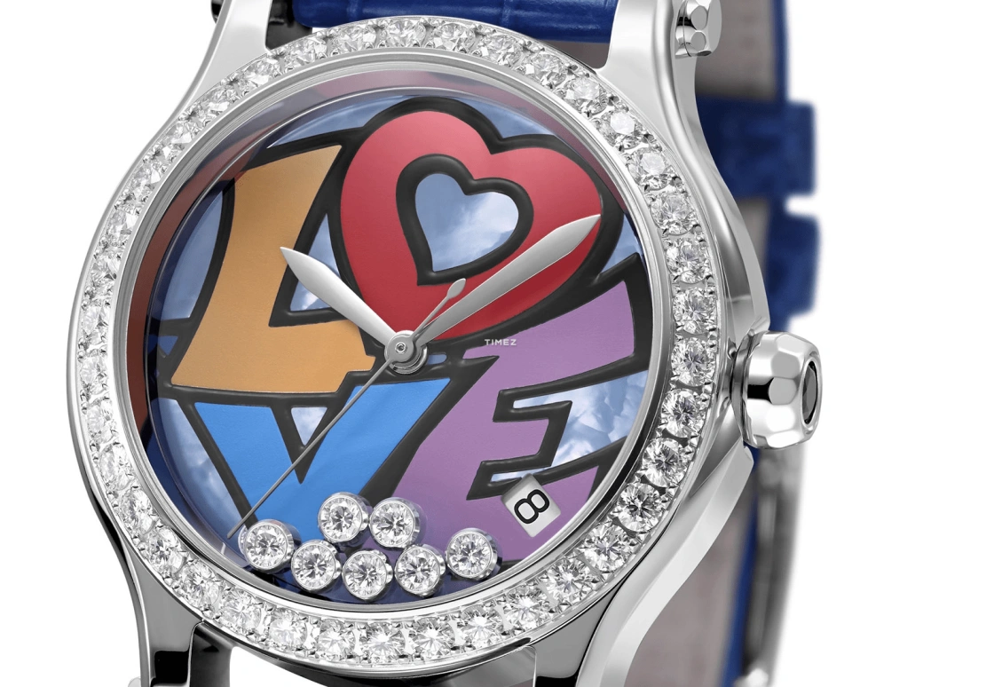 Chopard,Happy Diamonds 36mm,36mm,Stainless Steel,Blue,Multi-Color,Automatic,Day,Sapphire,Crystal Glass,278559,278559-3021