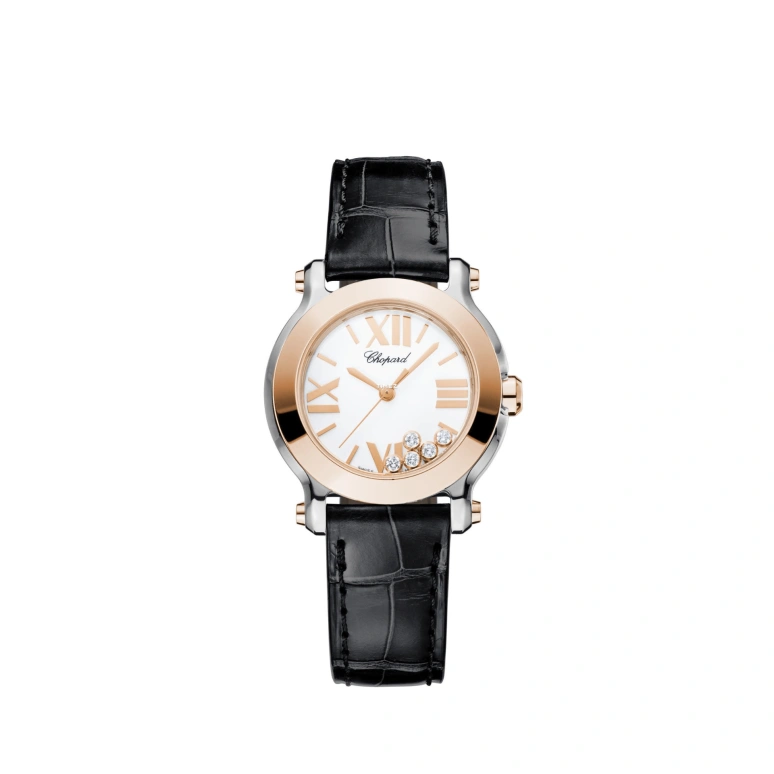 Chopard,Happy Diamonds 30mm,30mm,Stainless Steel,Rose Gold,White,Quartz,Sapphire,Round,278509,278509-6001