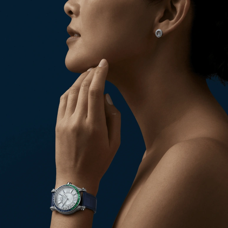 Chopard,Happy Sport 36mm,36mm,White Gold,Multi-Color,Blue,Sapphire,Crystal Glass,Setting,Diamonds,274891,274891-1027