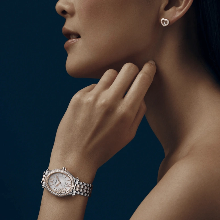 Chopard,Happy Sport 31.31x29mm,31.31x29mm,Stainless Steel,Silver,Rose Gold,Automatic,42hours,In-house Caliber,278602,278602-6004