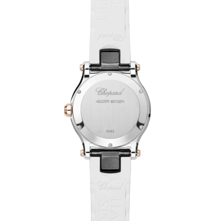 Chopard,Happy Sport 36mm,36mm,Stainless Steel,White,Sapphire,Crystal Glass,Closed,278582,278582-6001
