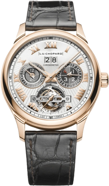 Chopard,L.U.C 43mm,43mm,Rose Gold,White,Handwound,Perpetual Calendar,Leap Year,Month,Day,216hours,In-house Caliber,161940,161940-5001