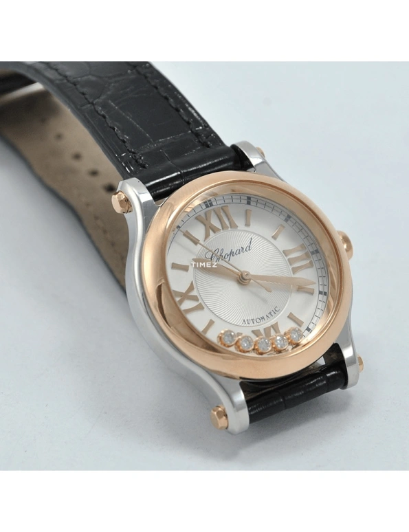 Chopard,Happy Diamonds 30mm,30mm,Stainless Steel,Rose Gold,Silver White,Automatic,Sapphire,Crystal Glass,Round,278573,278573-6001