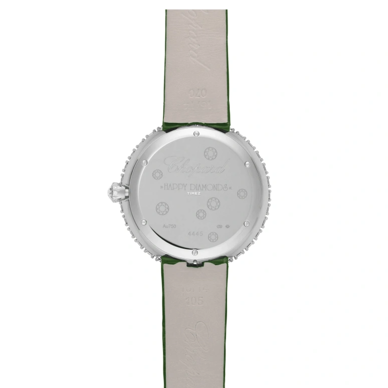 Chopard,Happy Diamonds 37.70mm,37.70mm,White Gold,Green,Quartz,Sapphire,Crystal Glass,Round,204445,204445-1009