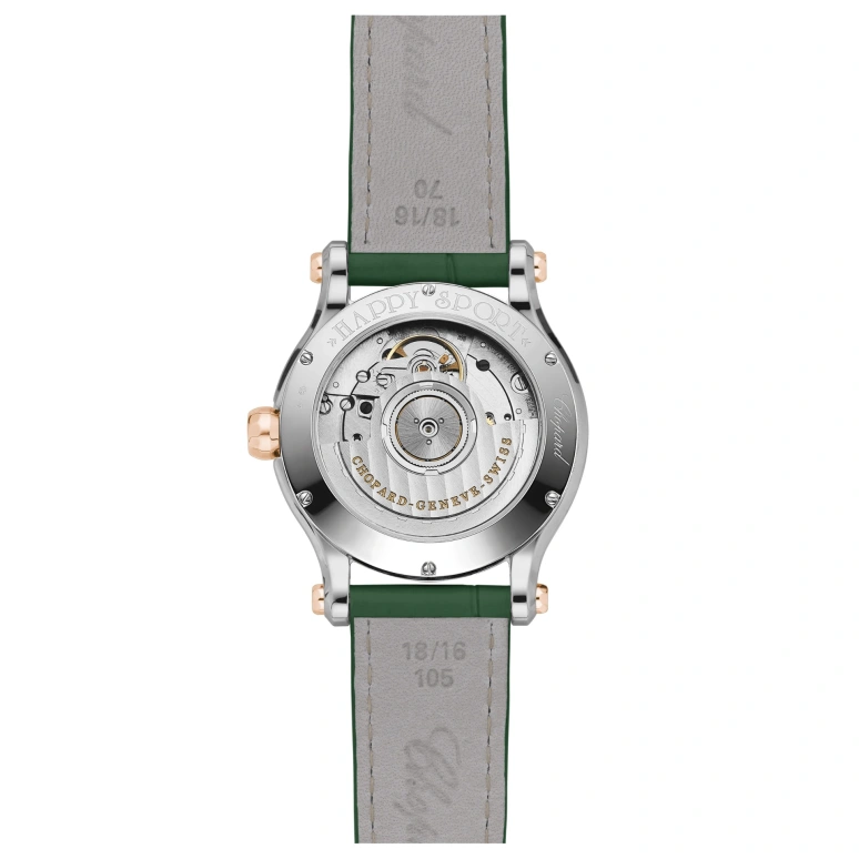 Chopard,Happy Sport 36mm,36mm,Stainless Steel,Rose Gold,Green,Automatic,Sapphire,Crystal Glass,Round,278578,278578-6002